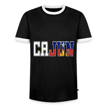 Cajun Pride Louisiane Racines Patriotique - T-shirt contrasté Homme - noir/blanc - Devant - AI Model Female 172 light (172cm) & AI Model Male 178 light (178cm)