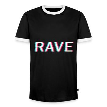 Techno Rave Electro Music Trance House Festival - Men's Ringer Shirt - black/white - Front - AI Model Female 172 light (172cm) & AI Model Male 178 light (178cm)