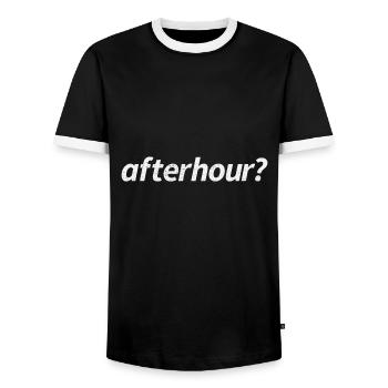 Afterhour Techno Rave Festival Electro Music Raver - Men's Ringer Shirt - black/white - Front - AI Model Female 172 light (172cm) & AI Model Male 178 light (178cm)