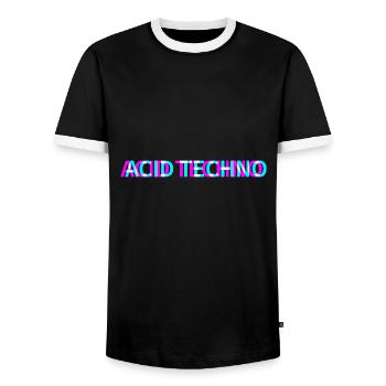 Acid Techno Rave Festival Electro Music Raver - Men's Ringer Shirt - black/white - Front - AI Model Female 172 light (172cm) & AI Model Male 178 light (178cm)