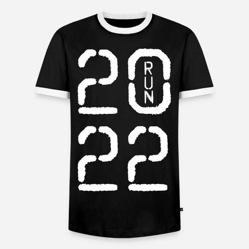 2022 run white - Men's Ringer Shirt - black/white