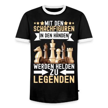 Schach Schachspieler - Männer Kontrast-T-Shirt - Schwarz/Weiß - Vorne - AI Model Female 172 light (172cm) & AI Model Male 178 light (178cm)