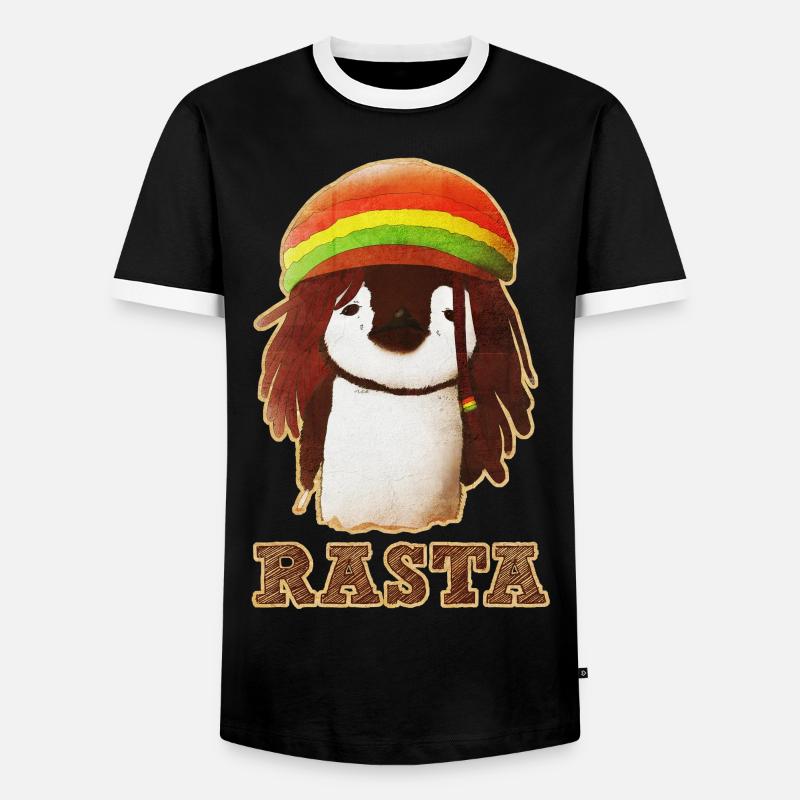 Rasta Penguin - Men's Ringer Shirt - black/white