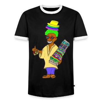 Hallo Helmut Mallorca (in Farbe) - Männer Kontrast-T-Shirt - Schwarz/Weiß - Vorne - AI Model Female 172 light (172cm) & AI Model Male 178 light (178cm)