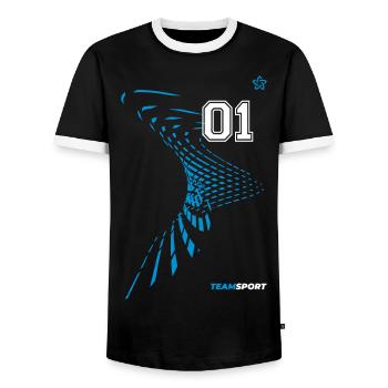01 JERSEY Jersey Numéro Sport Équipe Jeu Un Motif - T-shirt contrasté Homme - noir/blanc - Devant - AI Model Female 172 light (172cm) & AI Model Male 178 light (178cm)