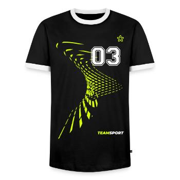 03 JERSEY Jersey Number Three Sport Team Game Motif - Men's Ringer Shirt - black/white - Front - AI Model Female 172 light (172cm) & AI Model Male 178 light (178cm)