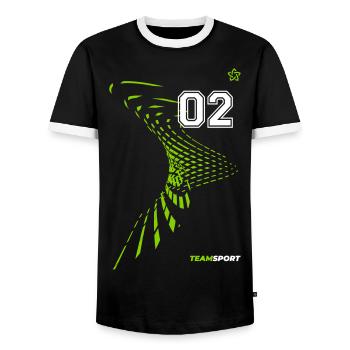 02 JERSEY Jersey Number Two Numbers Number 2 Motifs - Men's Ringer Shirt - black/white - Front - AI Model Female 172 light (172cm) & AI Model Male 178 light (178cm)