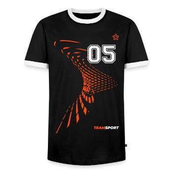 05 JERSEY Number Five Numbers Number 5 Motifs - Men's Ringer Shirt - black/white - Front - AI Model Female 172 light (172cm) & AI Model Male 178 light (178cm)