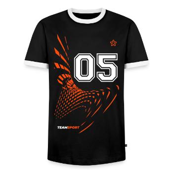 05 JERSEY Number Five Numbers Number 5 Motif - Men's Ringer Shirt - black/white - Front - AI Model Female 172 light (172cm) & AI Model Male 178 light (178cm)