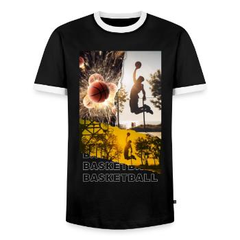 Basketteur Basketteur Dunking Sport Player - T-shirt contrasté Homme - noir/blanc - Devant - AI Model Female 172 light (172cm) & AI Model Male 178 light (178cm)