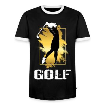 Golf Golfen Golferin Spielerin Sport Hobby Gold - Männer Kontrast-T-Shirt - Schwarz/Weiß - Vorne - AI Model Female 172 light (172cm) & AI Model Male 178 light (178cm)