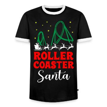 Roller Coaster Santa - Men's Ringer Shirt - black/white - Front - AI Model Female 172 light (172cm) & AI Model Male 178 light (178cm)