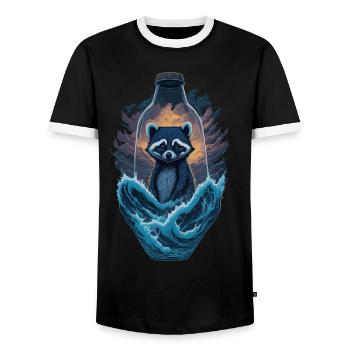 Waschbär Flasche - Männer Kontrast-T-Shirt - Schwarz/Weiß - Vorne - AI Model Female 172 light (172cm) & AI Model Male 178 light (178cm)