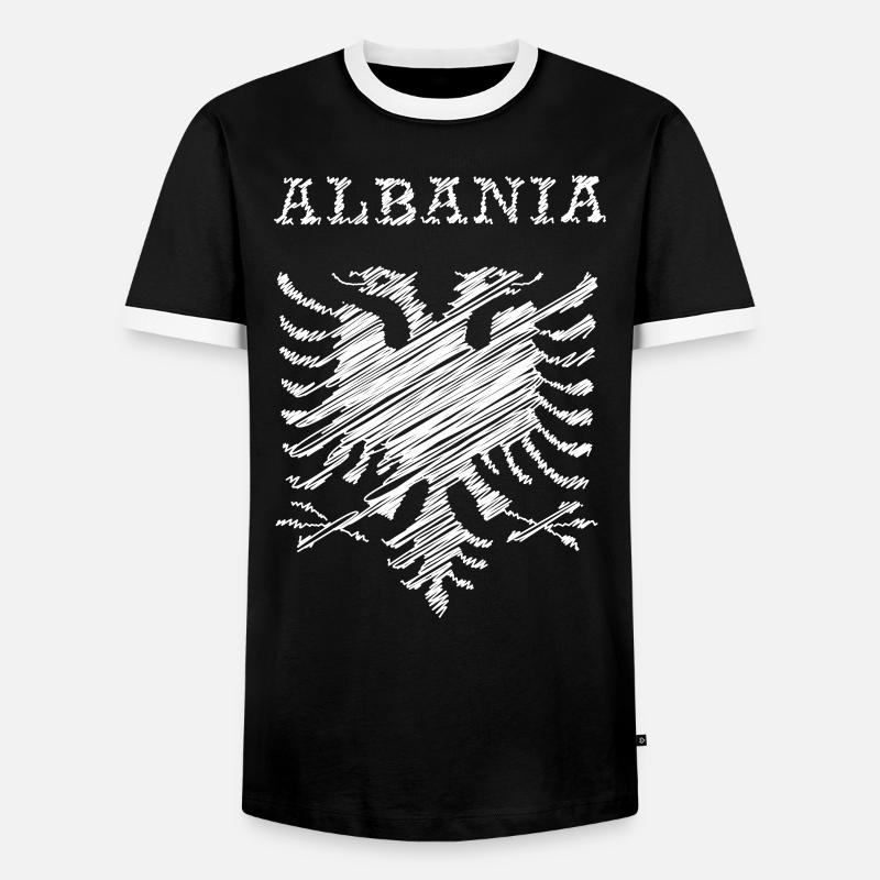 Albania, scribble white - Männer Kontrast-T-Shirt - Schwarz/Weiß