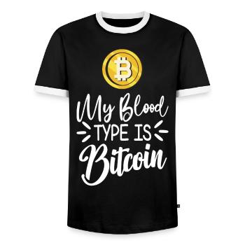 Bitcoin BTC Crypto Blockchain Coin Exchange Coin - T-shirt contrasté Homme - noir/blanc - Devant - AI Model Female 172 light (172cm) & AI Model Male 178 light (178cm)