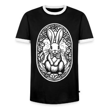 Black and White Easter Bunny Bunny - Men's Ringer Shirt - black/white - Front - AI Model Female 172 light (172cm) & AI Model Male 178 light (178cm)