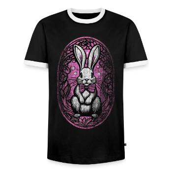 Osterhase pink lila für Mädchen Used-look - Männer Kontrast-T-Shirt - Schwarz/Weiß - Vorne - AI Model Female 172 light (172cm) & AI Model Male 178 light (178cm)