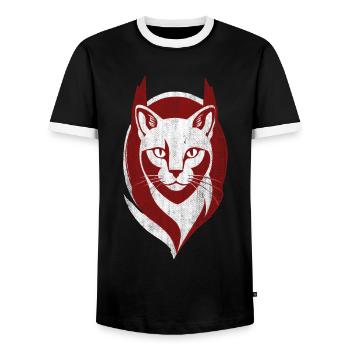 Cool Cat Logo Cat Kitten - Men's Ringer Shirt - black/white - Front - AI Model Female 172 light (172cm) & AI Model Male 178 light (178cm)