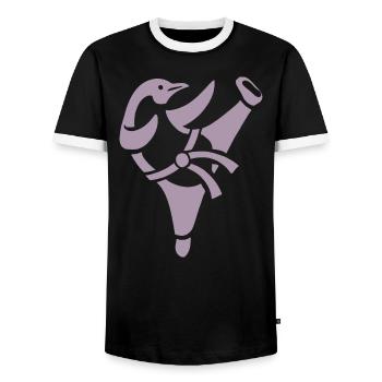 Pingouin Karaté Arts Martiaux Arts Martiaux Silhouette - T-shirt contrasté Homme - noir/blanc - Devant - AI Model Female 172 light (172cm) & AI Model Male 178 light (178cm)