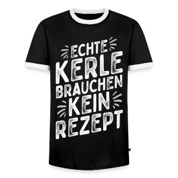 Küchenchef - Chefkoch - Lustiger Spruch - Männer - Männer Kontrast-T-Shirt - Schwarz/Weiß - Vorne - AI Model Female 172 light (172cm) & AI Model Male 178 light (178cm)