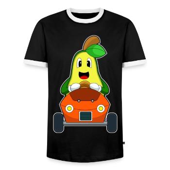 Avocado Car - Men's Ringer Shirt - black/white - Front - AI Model Female 172 light (172cm) & AI Model Male 178 light (178cm)