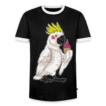 Papagei Waffeleis - Männer Kontrast-T-Shirt - Schwarz/Weiß - Vorne - AI Model Female 172 light (172cm) & AI Model Male 178 light (178cm)