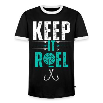 Lustiges Angeln Papa Angler Fischer Keep It Reel - Männer Kontrast-T-Shirt - Schwarz/Weiß - Vorne - AI Model Female 172 light (172cm) & AI Model Male 178 light (178cm)
