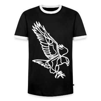 Weißer Adler im Flug - Männer Kontrast-T-Shirt - Schwarz/Weiß - Vorne - AI Model Female 172 light (172cm) & AI Model Male 178 light (178cm)