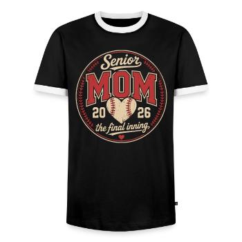 Senior Mom 2026 Baseball Graduation Design - Men's Ringer Shirt - black/white - Front - AI Model Female 172 light (172cm) & AI Model Male 178 light (178cm)