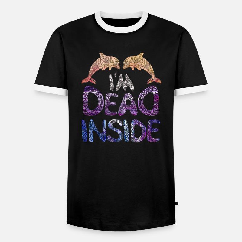 Dead Inside Delfine - Spruch - Männer Kontrast-T-Shirt - Schwarz/Weiß