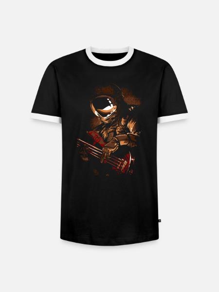 Astronaut mit Gitarre - Männer Kontrast-T-Shirt - Schwarz/Weiß
