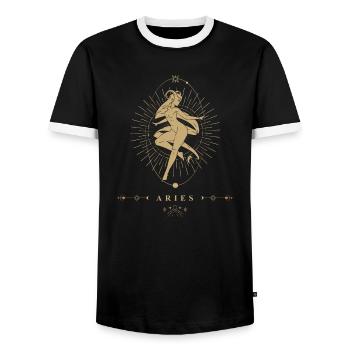 Widder Sternzeichen - Männer Kontrast-T-Shirt - Schwarz/Weiß - Vorne - AI Model Female 172 light (172cm) & AI Model Male 178 light (178cm)