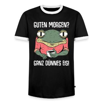 Guten Morgen? Ganz dünnes Eis - Männer Kontrast-T-Shirt - Schwarz/Weiß - Vorne - AI Model Female 172 light (172cm) & AI Model Male 178 light (178cm)