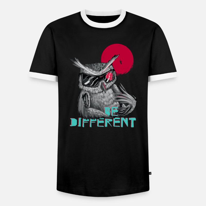 Be different Eule - einzigartig & besonders - Männer Kontrast-T-Shirt - Schwarz/Weiß