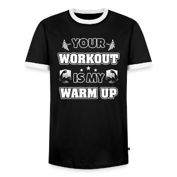 Your Workout is my Warm up - Männer Kontrast-T-Shirt - Schwarz/Weiß - Vorne - AI Model Female 172 light (172cm) & AI Model Male 178 light (178cm)