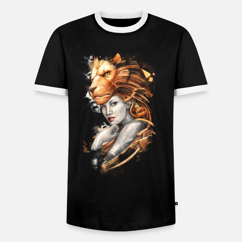 Löwe - Männer Kontrast-T-Shirt - Schwarz/Weiß