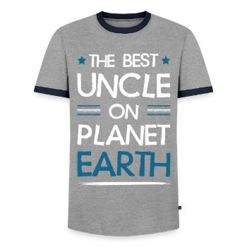 Best Uncle Saying - Men's Ringer Shirt - grey/navy  - Front - AI Model Female 172 light (172cm) & AI Model Male 178 light (178cm)