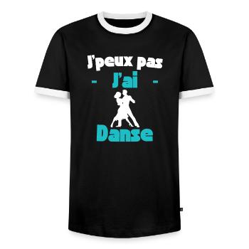 J'peux pas j'ai danse - T-shirt contrasté Homme - noir/blanc - Devant - AI Model Female 172 light (172cm) & AI Model Male 178 light (178cm)