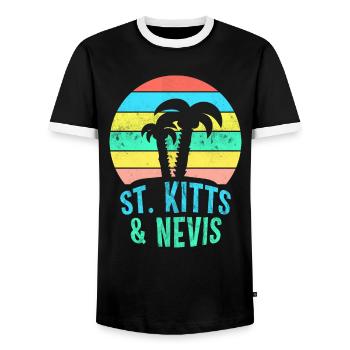 ST. KITTS & NEVIS - T-shirt contrasté Homme - noir/blanc - Devant - AI Model Female 172 light (172cm) & AI Model Male 178 light (178cm)