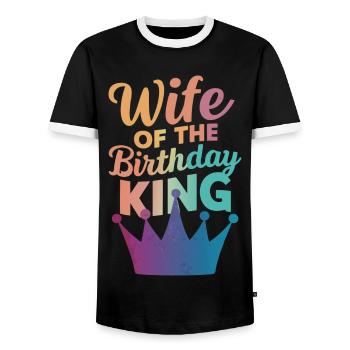 Frau Ehefrau Partnerin Familie Verheiratet - Männer Kontrast-T-Shirt - Schwarz/Weiß - Vorne - AI Model Female 172 light (172cm) & AI Model Male 178 light (178cm)