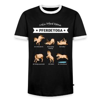 Pferdeyoga - Männer Kontrast-T-Shirt - Schwarz/Weiß - Vorne - AI Model Female 172 light (172cm) & AI Model Male 178 light (178cm)