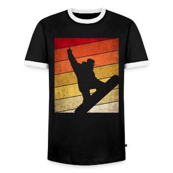 Retro Snowboard Snowboarder Winter Sport Oldschool - Männer Kontrast-T-Shirt - Schwarz/Weiß - Vorne - AI Model Female 172 light (172cm) & AI Model Male 178 light (178cm)
