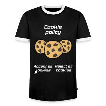 Politique de cookies, Accepter les cookies Blague - T-shirt contrasté Homme - noir/blanc - Devant - AI Model Female 172 light (172cm) & AI Model Male 178 light (178cm)