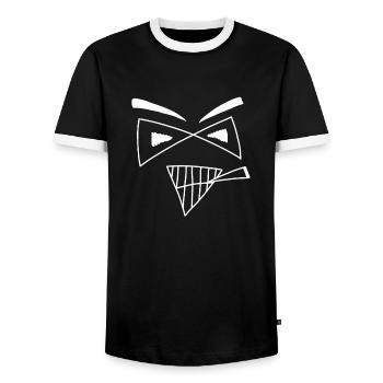 Chill' mal Bro white - Weska Face Collection - Men's Ringer Shirt - black/white - Front - AI Model Female 172 light (172cm) & AI Model Male 178 light (178cm)