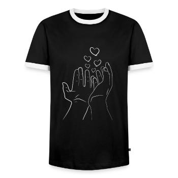 Hände - Männer Kontrast-T-Shirt - Schwarz/Weiß - Vorne - AI Model Female 172 light (172cm) & AI Model Male 178 light (178cm)