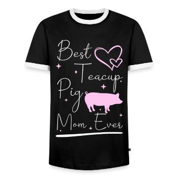 Teacup Minischwein Schweinchen Tierliebhaber - Männer Kontrast-T-Shirt - Schwarz/Weiß - Vorne - AI Model Female 172 light (172cm) & AI Model Male 178 light (178cm)