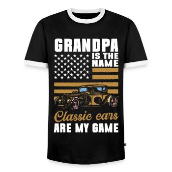 Auto Musclecar Mechaniker Sportwagen - Männer Kontrast-T-Shirt - Schwarz/Weiß - Vorne - AI Model Female 172 light (172cm) & AI Model Male 178 light (178cm)