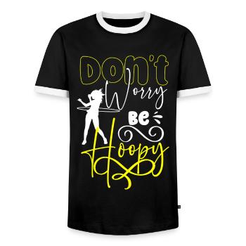 Hoopdance Health Dance - Men's Ringer Shirt - black/white - Front - AI Model Female 172 light (172cm) & AI Model Male 178 light (178cm)