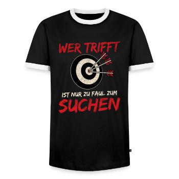 Bogenschütze Pfeile Zielscheibe Bogenschießen - Männer Kontrast-T-Shirt - Schwarz/Weiß - Vorne - AI Model Female 172 light (172cm) & AI Model Male 178 light (178cm)