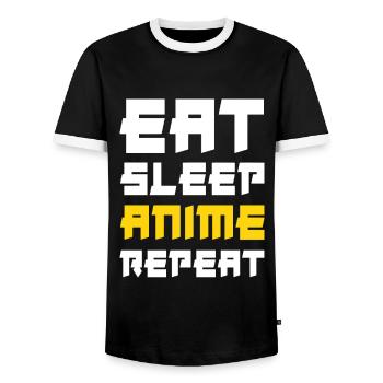 Eat Sleep Anime Repeat - Männer Kontrast-T-Shirt - Schwarz/Weiß - Vorne - AI Model Female 172 light (172cm) & AI Model Male 178 light (178cm)
